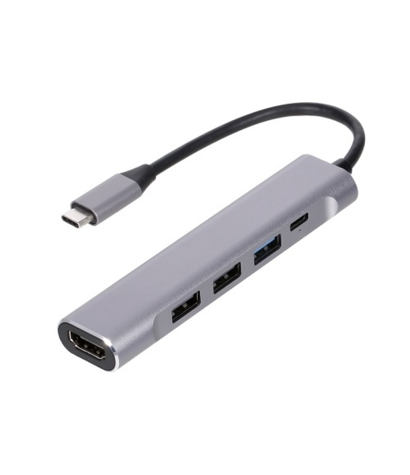 5-in-1 USB-C Hub USB3.0 USB2.0 Type-C to 4K HD Converter PD Quick Charge /Data Transfer USB Hub