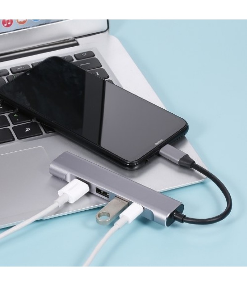 5-in-1 USB-C Hub USB3.0 USB2.0 Type-C to 4K HD Converter PD Quick Charge /Data Transfer USB Hub