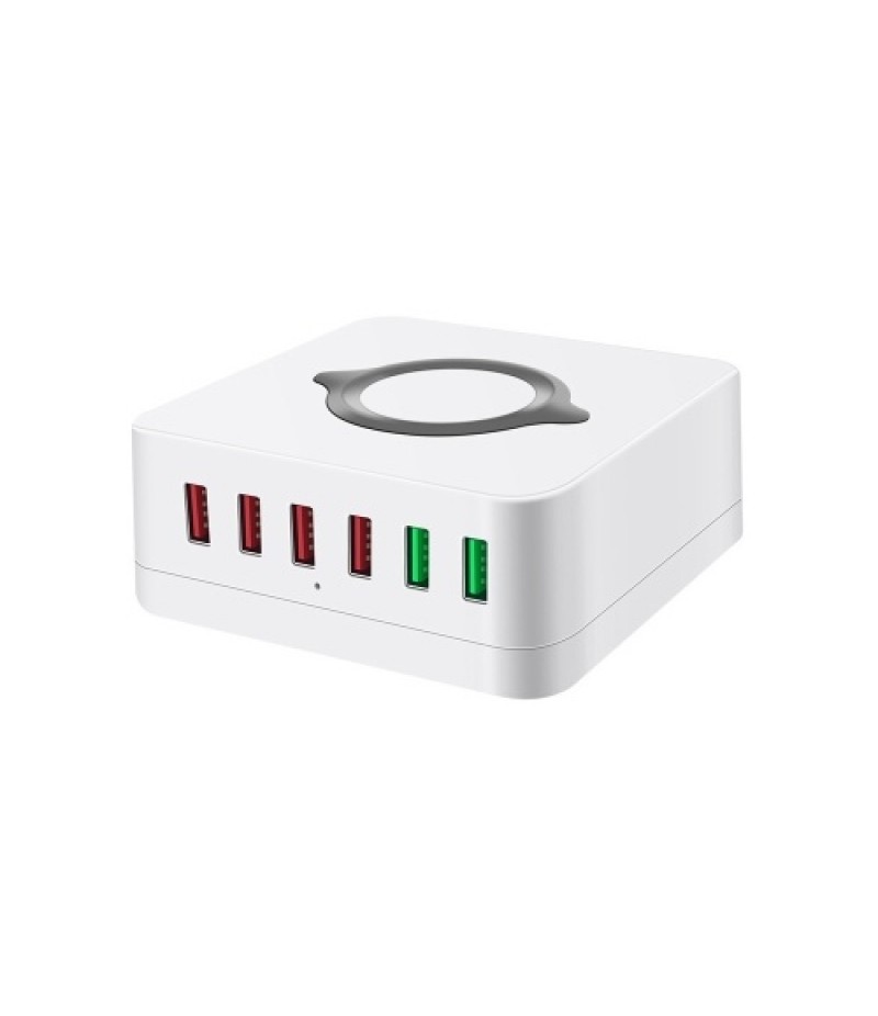 6-port USB Charger USB QC3.0 Quick Charger Wireless Charging Station for Mobile Phone Tablet US Plug