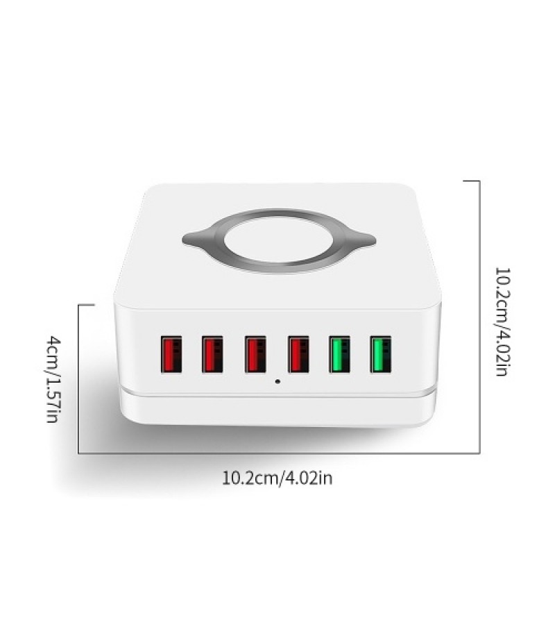 6-port USB Charger USB QC3.0 Quick Charger Wireless Charging Station for Mobile Phone Tablet US Plug