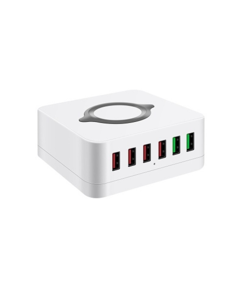 6-port USB Charger USB QC3.0 Quick Charger Wireless Charging Station for Mobile Phone Tablet US Plug