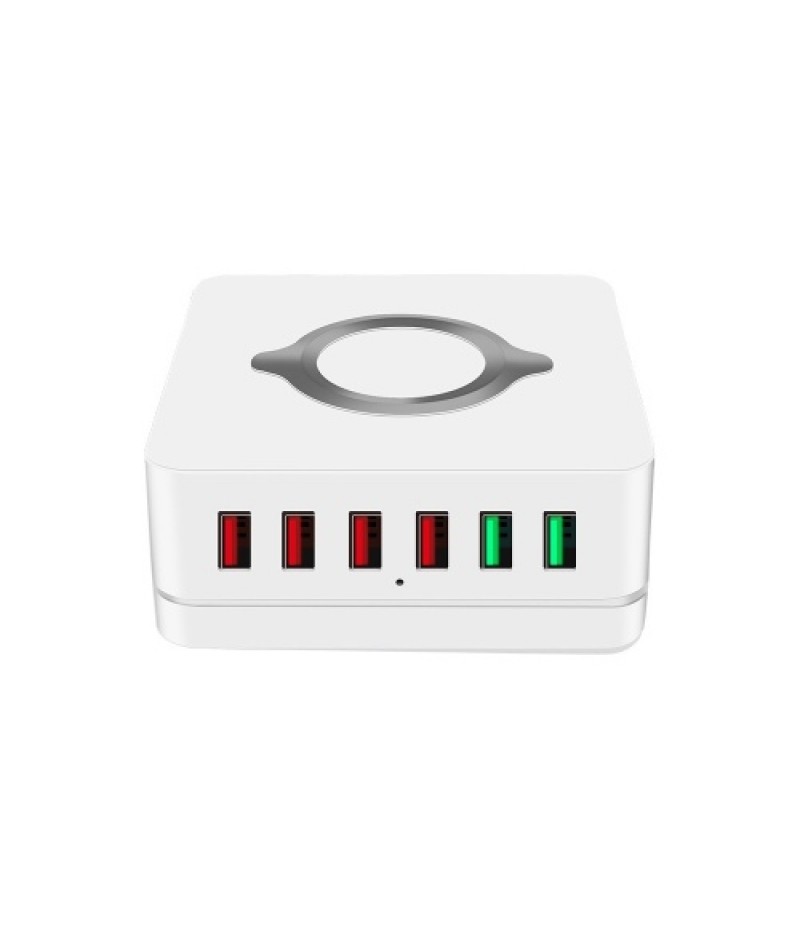 6-port USB Charger USB QC3.0 Quick Charger Wireless Charging Station for Mobile Phone Tablet US Plug