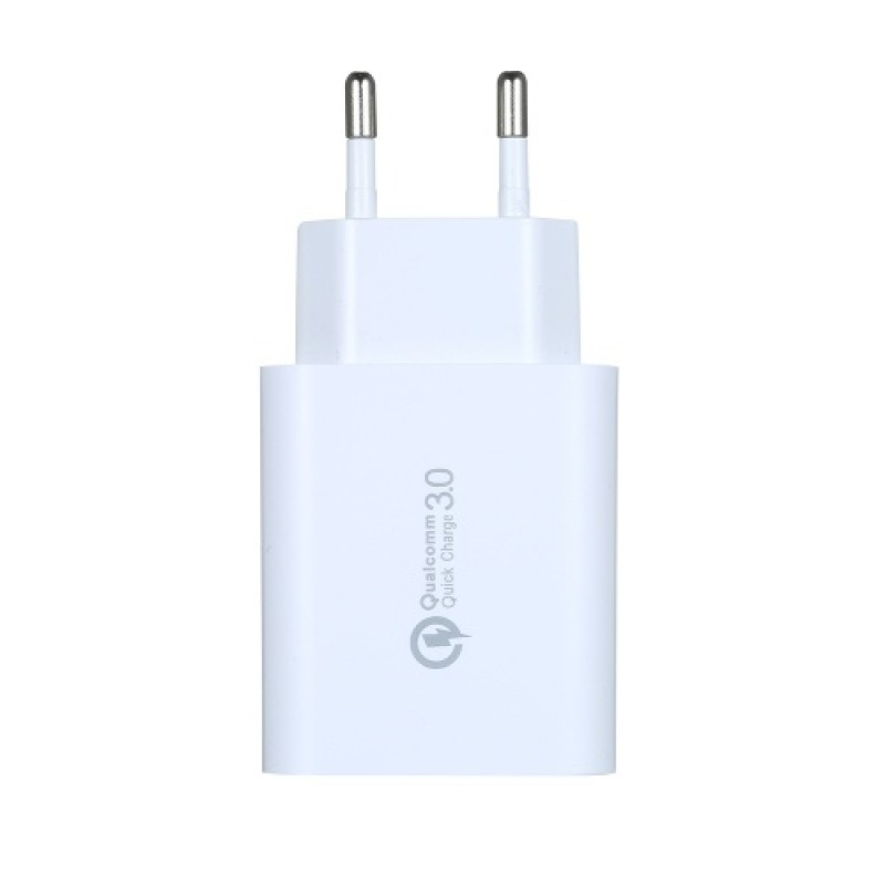 18W QC3.0 Fast Charger  Power Adapter with Single QC3.0 Port Multi-protection Wide Compatibility White EU Plug