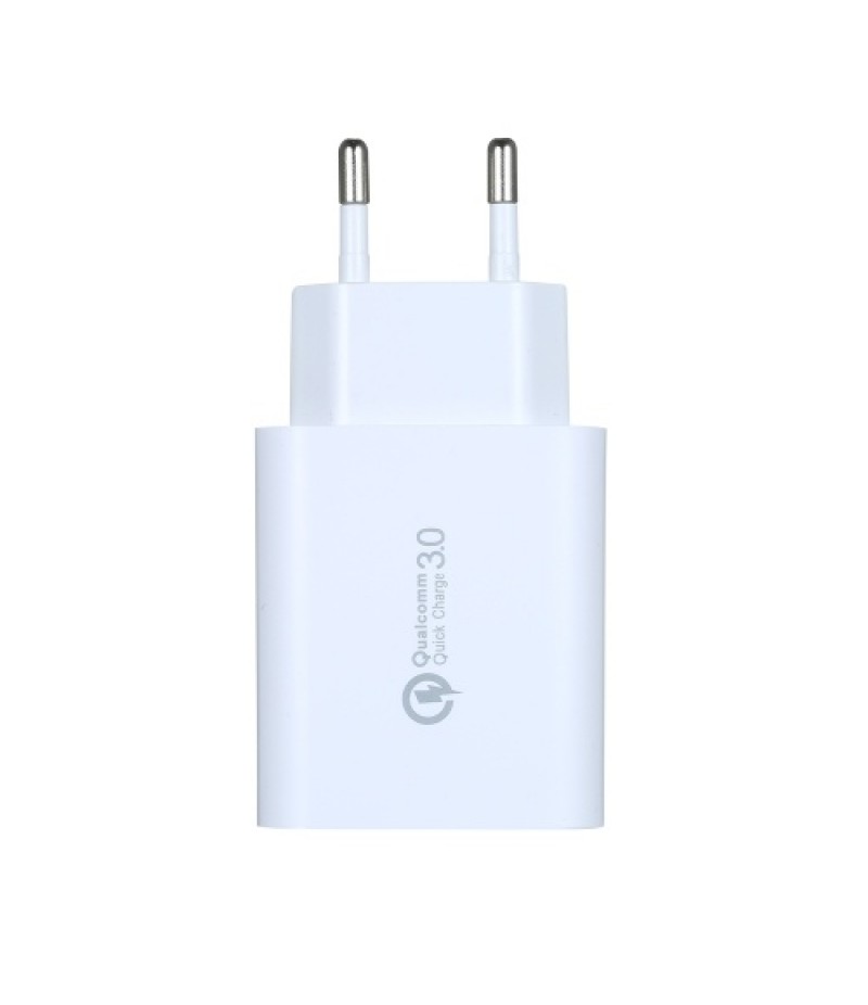 18W QC3.0 Fast Charger Portable Power Adapter with Single QC3.0 Port Multi-protection Wide Compatibility White EU Plug