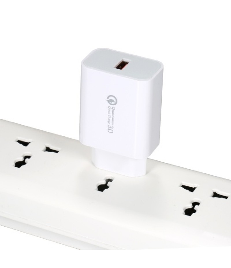 18W QC3.0 Fast Charger Portable Power Adapter with Single QC3.0 Port Multi-protection Wide Compatibility White EU Plug
