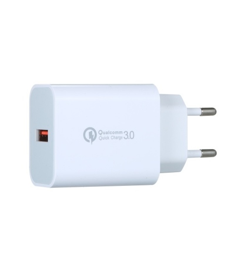 18W QC3.0 Fast Charger Portable Power Adapter with Single QC3.0 Port Multi-protection Wide Compatibility White EU Plug