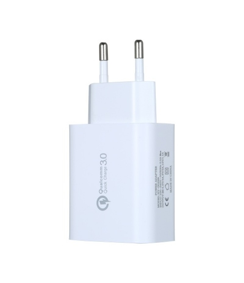 18W QC3.0 Fast Charger Portable Power Adapter with Single QC3.0 Port Multi-protection Wide Compatibility White EU Plug