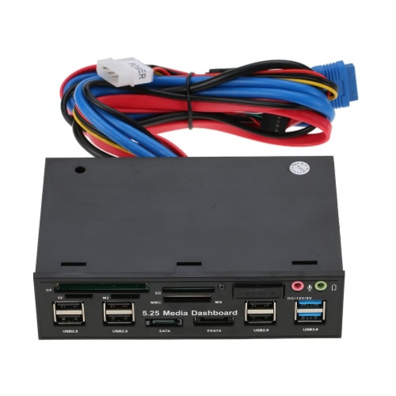 Multi-Function USB 3.0 Hub eSATA SATA Port Internal Card Reader PC Dashboard Media Front Panel Audio for SD MS CF TF M2 MMC Memo