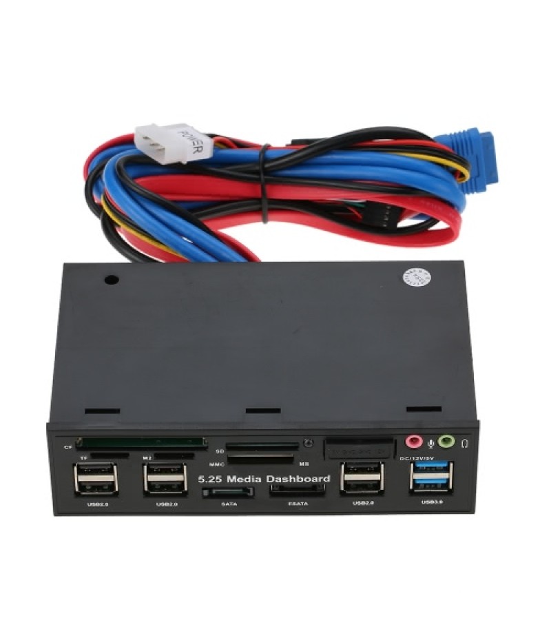 Multi-Function USB 3.0 Hub eSATA SATA Port Internal Card Reader PC Dashboard Media Front Panel Audio for SD MS CF TF M2 MMC Memo
