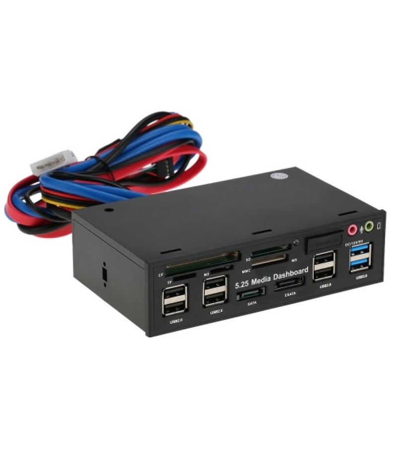 Multi-Function USB 3.0 Hub eSATA SATA Port Internal Card Reader PC Dashboard Media Front Panel Audio for SD MS CF TF M2 MMC Memo