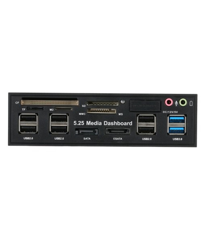 Multi-Function USB 3.0 Hub eSATA SATA Port Internal Card Reader PC Dashboard Media Front Panel Audio for SD MS CF TF M2 MMC Memo