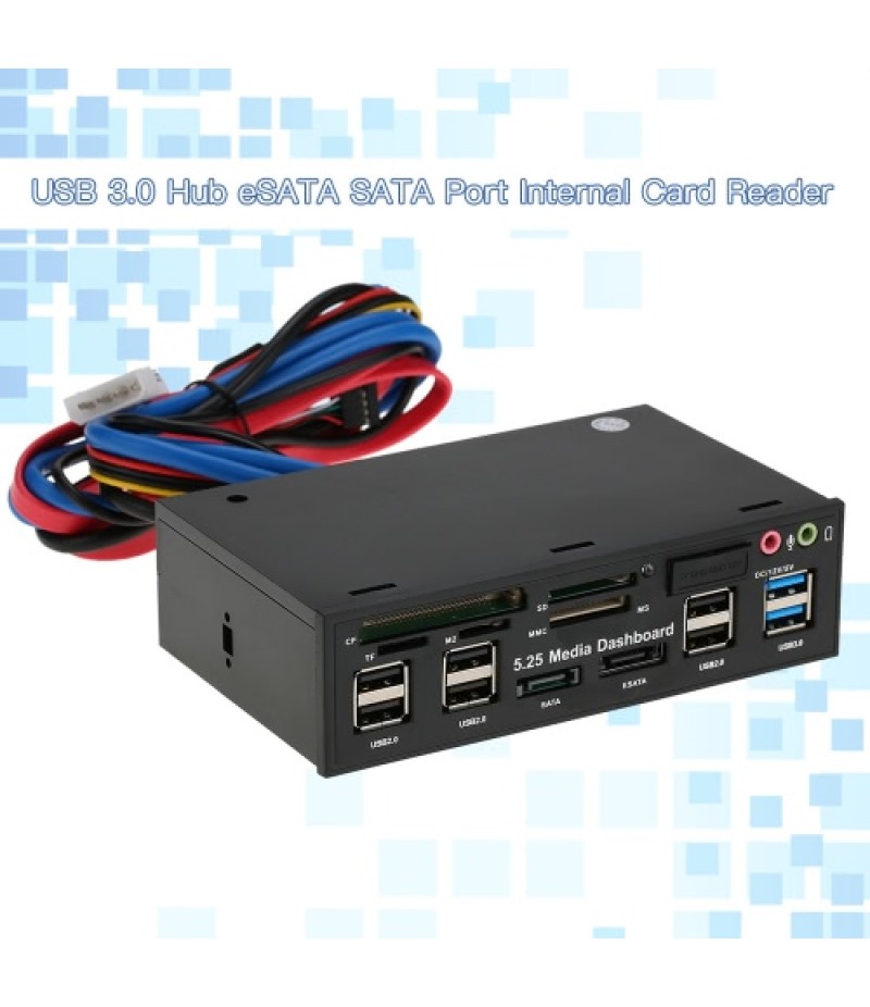 Multi-Function USB 3.0 Hub eSATA SATA Port Internal Card Reader PC Dashboard Media Front Panel Audio for SD MS CF TF M2 MMC Memo