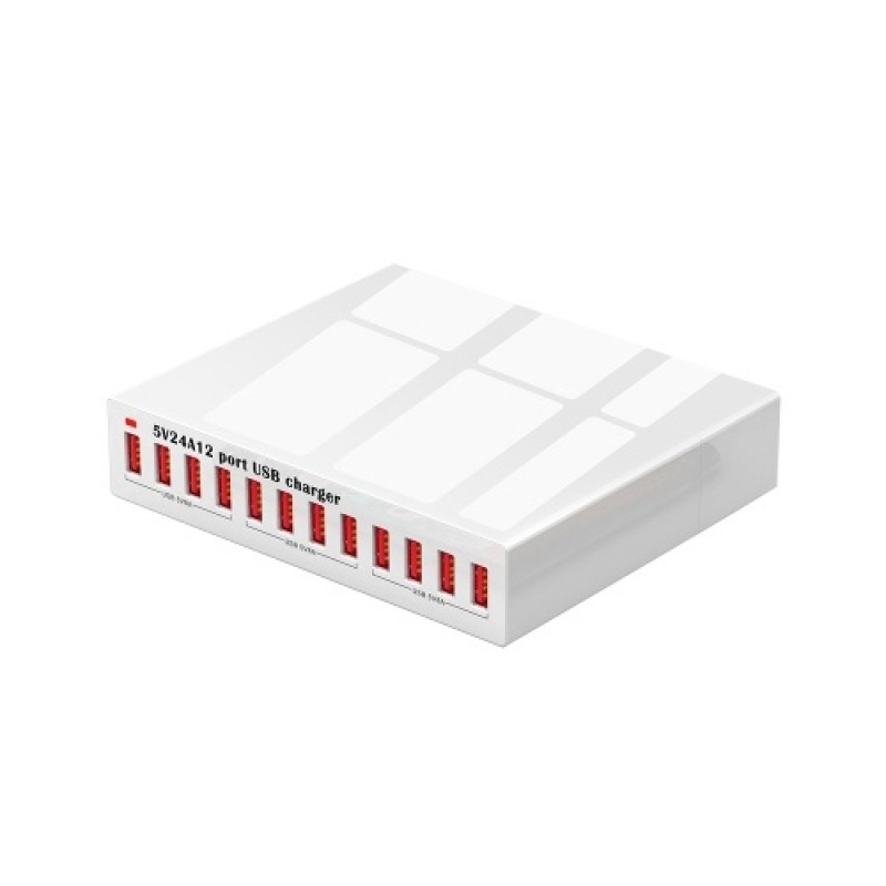 X6 12 Port USB Charger 5V24A High-power Quick Charging Intelligent Charger for Mobile Phone/Tablet EU Plug