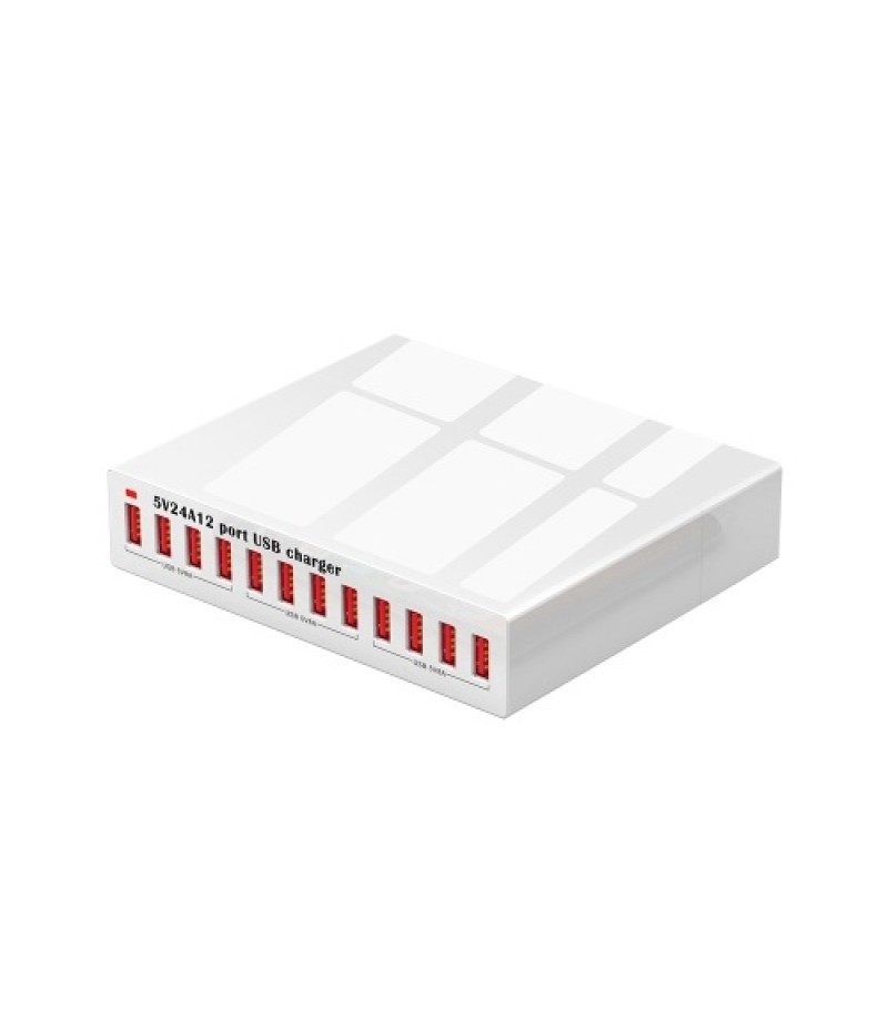 X6 12 Port USB Charger 5V24A High-power Quick Charging Intelligent Charger for Mobile Phone/Tablet EU Plug
