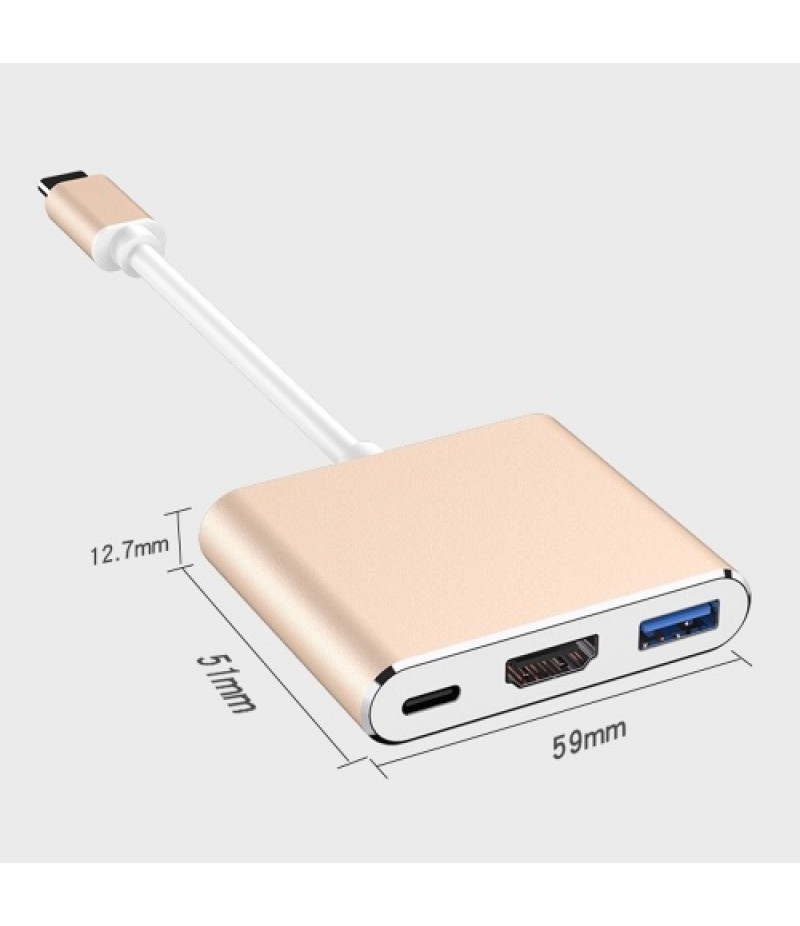 USB3.1 Type-C Multi-port Adapter USB3.1 Type-C to High-Definition Multimedia Interface Female+USB3.0 Video Conversion Cable