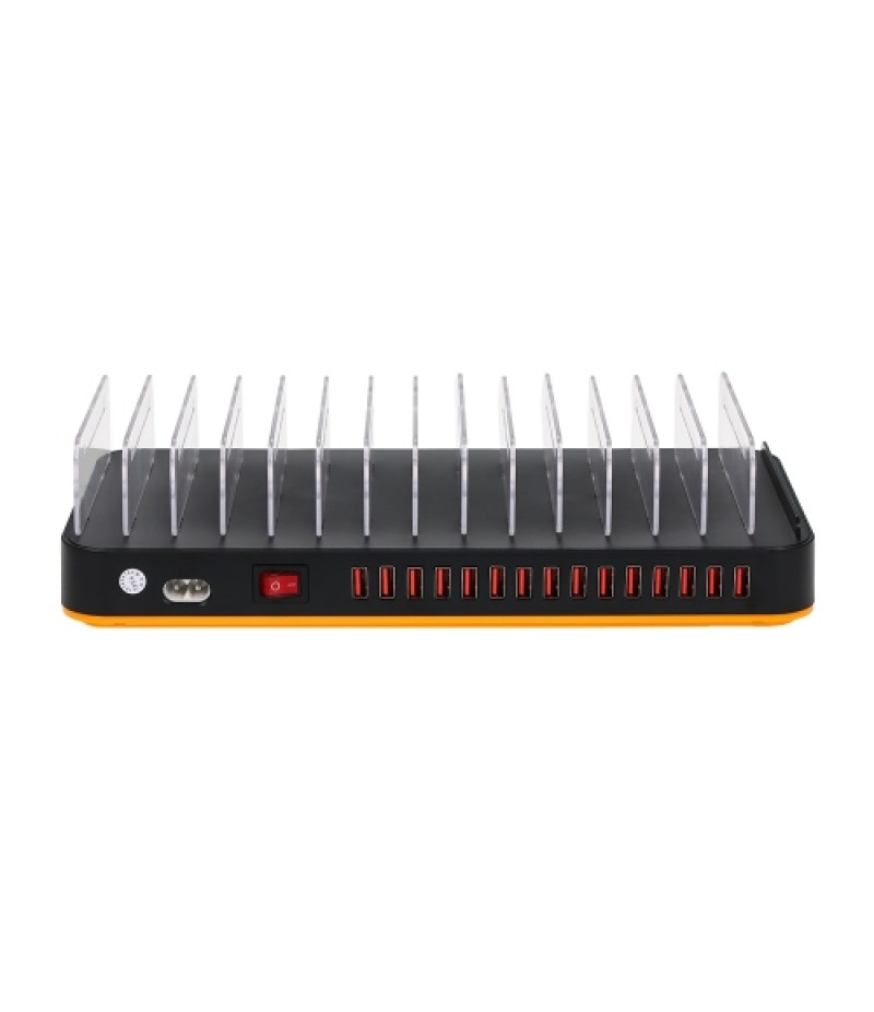 80W 15-Port Adjustable Dividers USB Charger Smart Charging Station Dock Multi Device Desktop Organizer Hub Stand with Intelligen