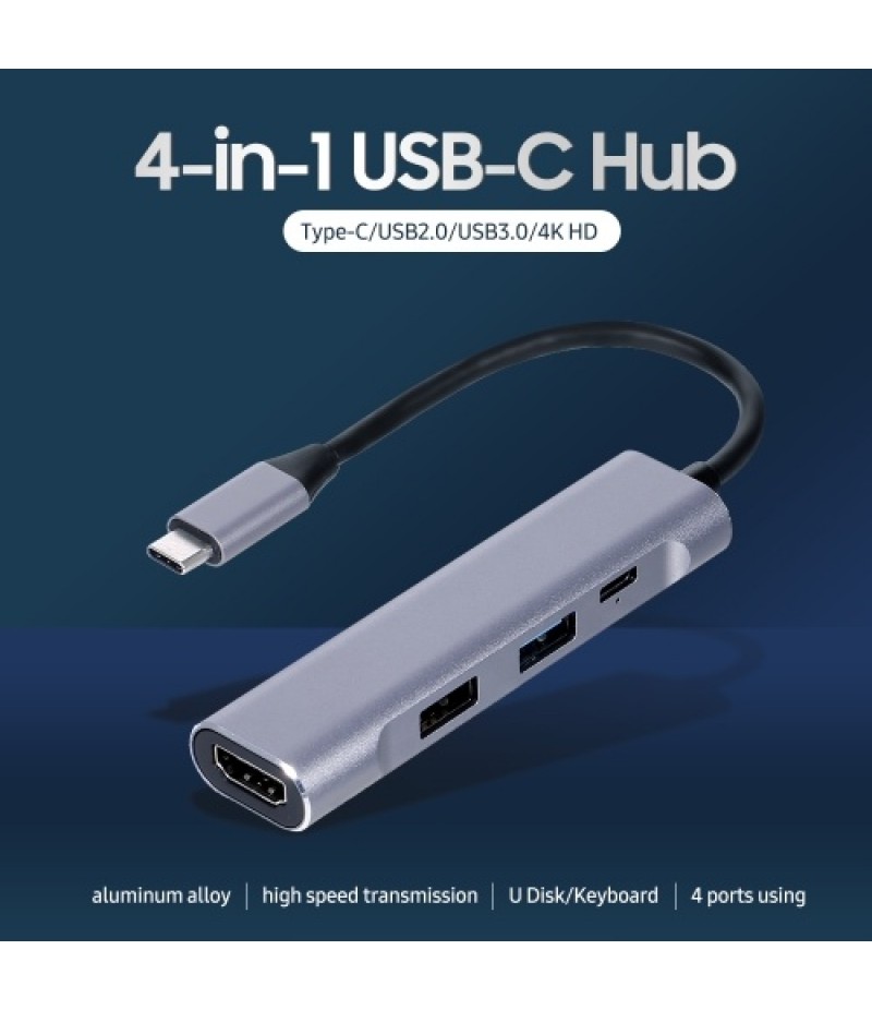 4-in-1 USB-C Hub USB3.0 USB2.0 Type-C to HD Converter PD Quick Charge USB Hub