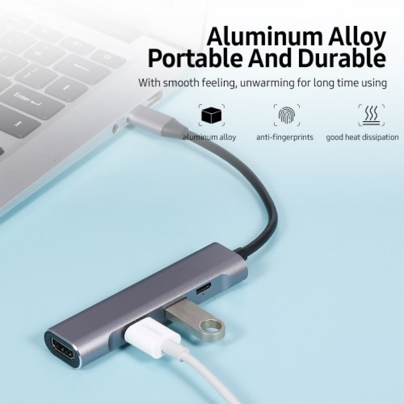 4-in-1 USB-C Hub USB3.0 USB2.0 Type-C to HD Converter PD Quick Charge USB Hub
