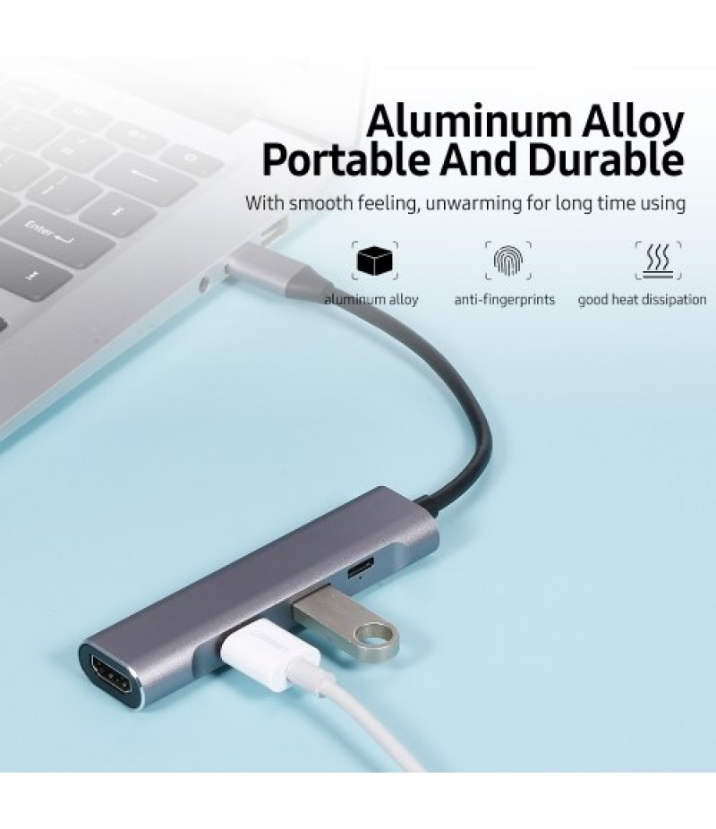 4-in-1 USB-C Hub USB3.0 USB2.0 Type-C to HD Converter PD Quick Charge USB Hub