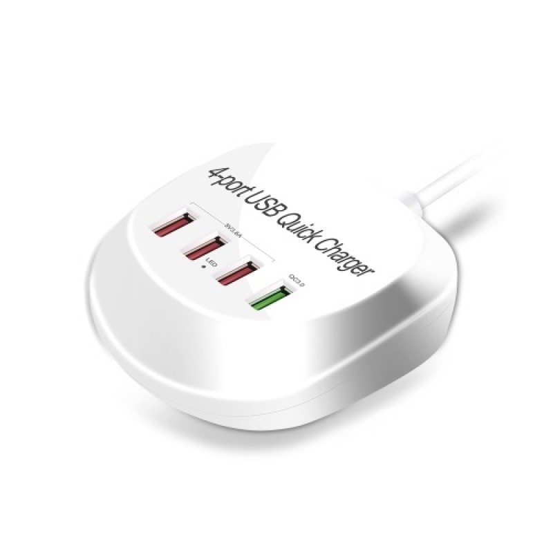 WLX-T3+ 4 Port USB Charger QC3.0 Quick Charge  Charger for Tablet/Phone/Laptop UK Plug