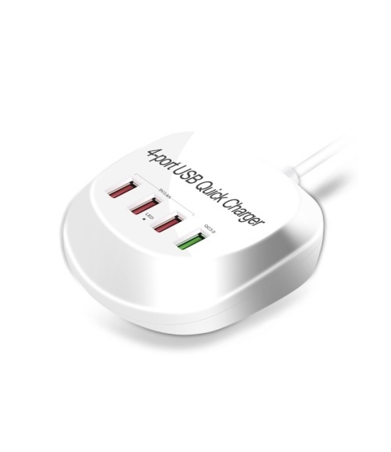 WLX-T3+ 4 Port USB Charger QC3.0 Quick Charge Portable Charger for Tablet/Phone/Laptop UK Plug
