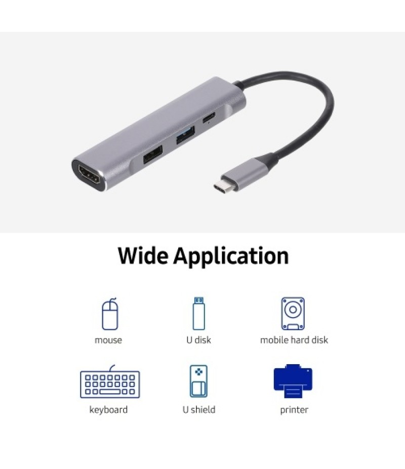 4-in-1 USB-C Hub USB3.0 USB2.0 Type-C to HD Converter PD Quick Charge USB Hub
