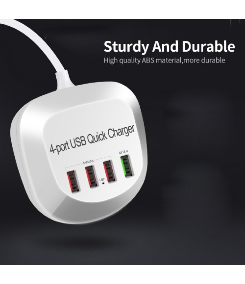 WLX-T3+ 4 Port USB Charger QC3.0 Quick Charge Portable Charger for Tablet/Phone/Laptop UK Plug