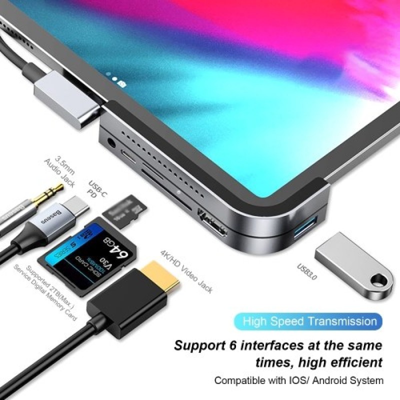 Type-C Docking Station Transfer High-Definition Multi-media Interface USB3.0 Hub with 3.5mm Jack/ Supported Service Digital Memo