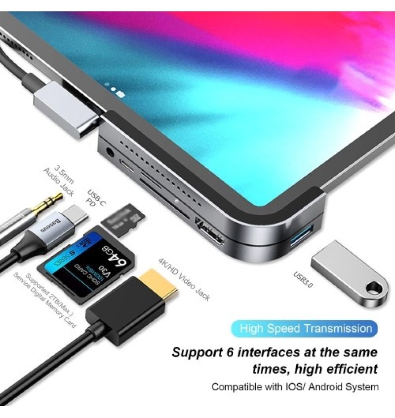 Type-C Docking Station Transfer High-Definition Multi-media Interface USB3.0 Hub with 3.5mm Jack/ Supported Service Digital Memo