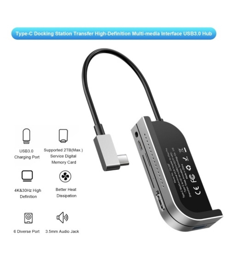 Type-C Docking Station Transfer High-Definition Multi-media Interface USB3.0 Hub with 3.5mm Jack/ Supported Service Digital Memo
