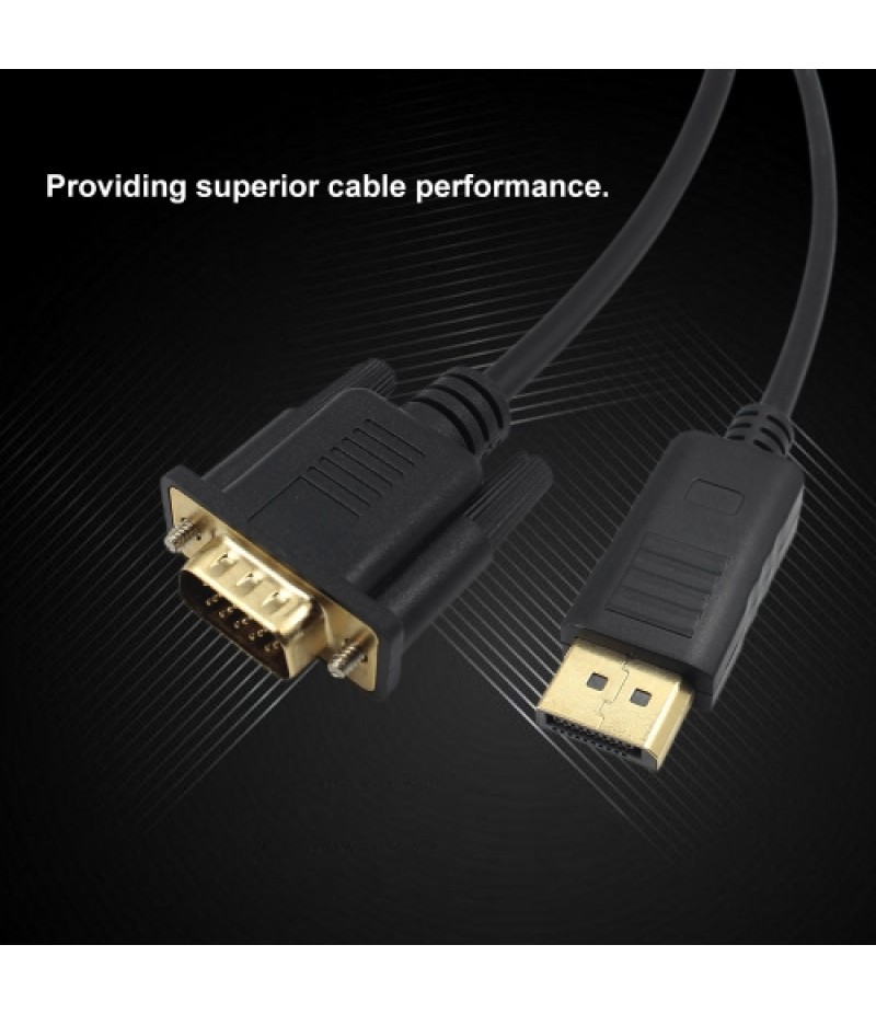 1.8M Male Display Port DP to VGA Male Adapter Cable Converter 1080P Video Cable for Projector DTV TV HDVD Player Black