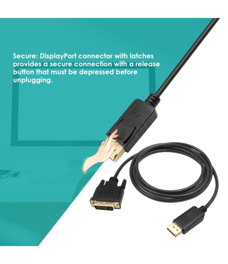 1.8M DP to DVI Adapter DisplayPort Display Port to DVI Cable Adapter Converter Male to Male Video Cable 1080P for Monitor Projec