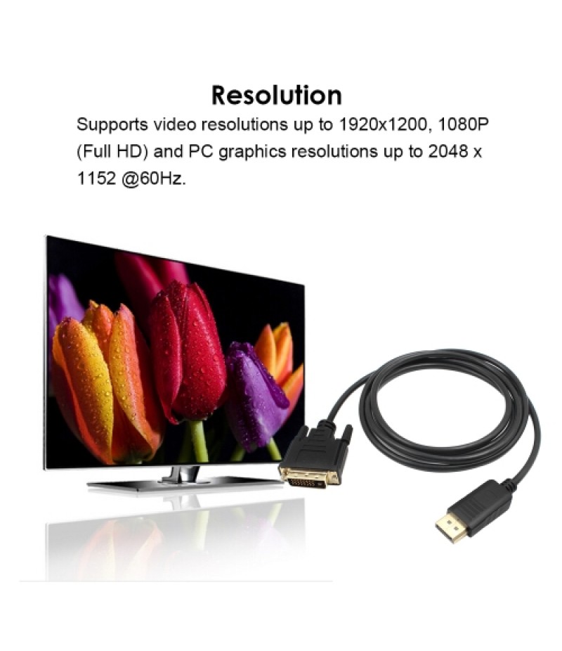1.8M DP to DVI Adapter DisplayPort Display Port to DVI Cable Adapter Converter Male to Male Video Cable 1080P for Monitor Projec