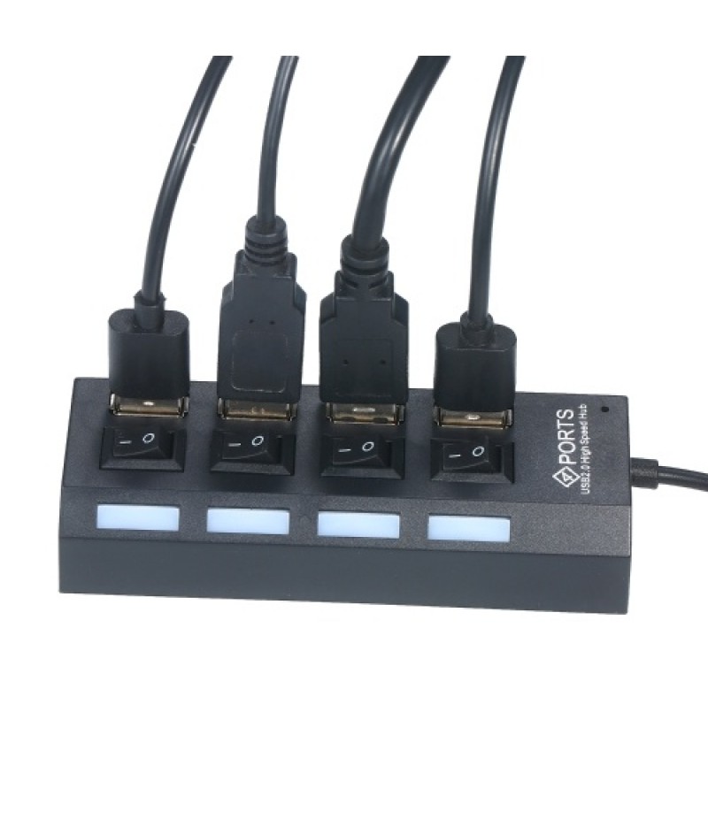 4-Ports USB Hub 480Mbps High Speed Data Transfer USB 2.0 Charging Splitter