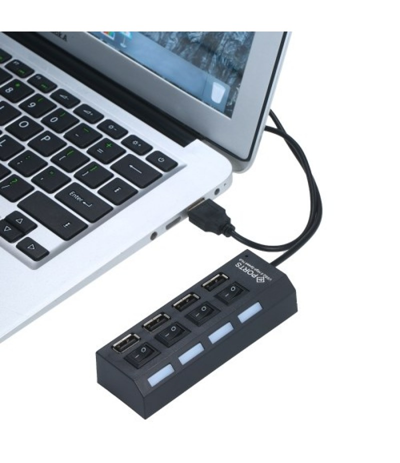 4-Ports USB Hub 480Mbps High Speed Data Transfer USB 2.0 Charging Splitter