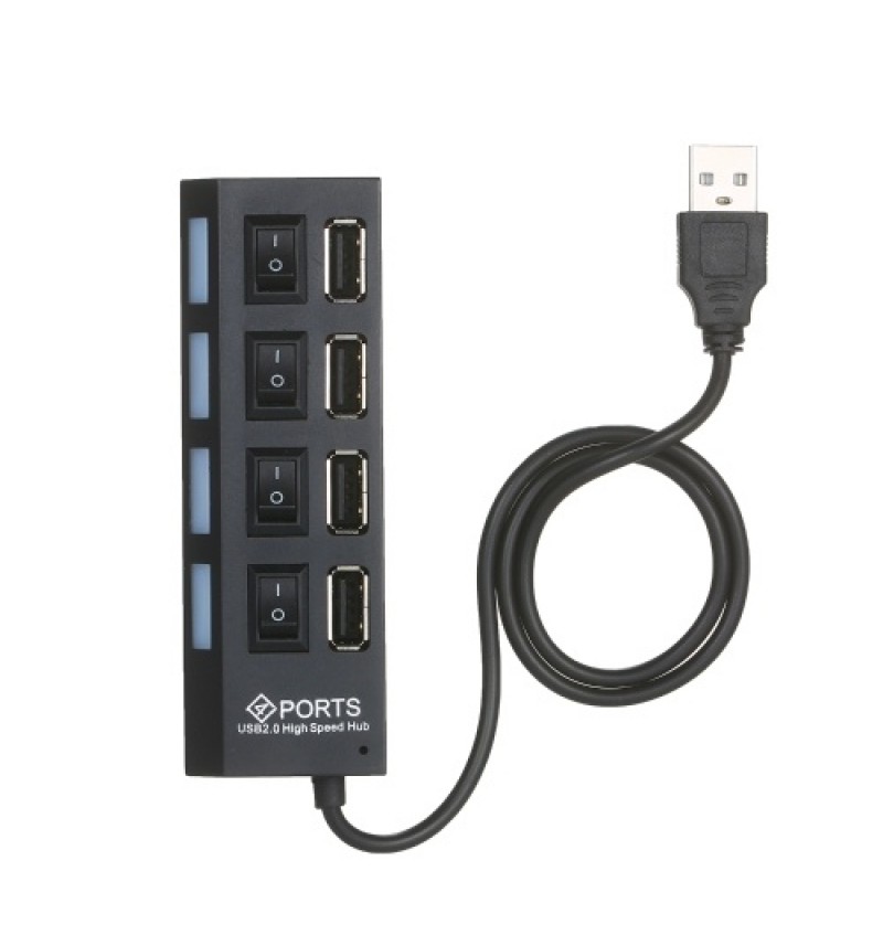 4-Ports USB Hub 480Mbps High Speed Data Transfer USB 2.0 Charging Splitter