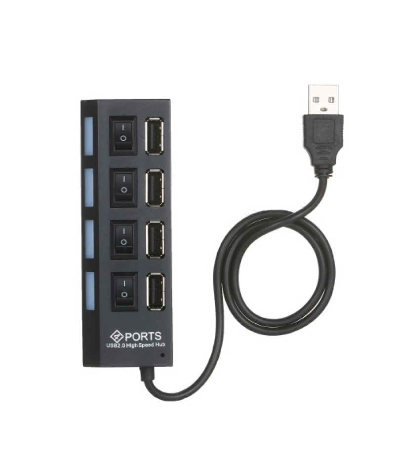 4-Ports USB Hub 480Mbps High Speed Data Transfer USB 2.0 Charging Splitter