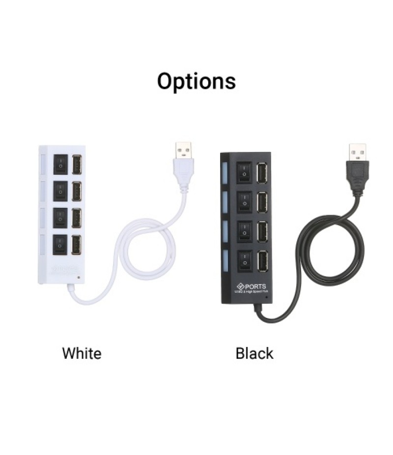 4-Ports USB Hub 480Mbps High Speed Data Transfer USB 2.0 Charging Splitter