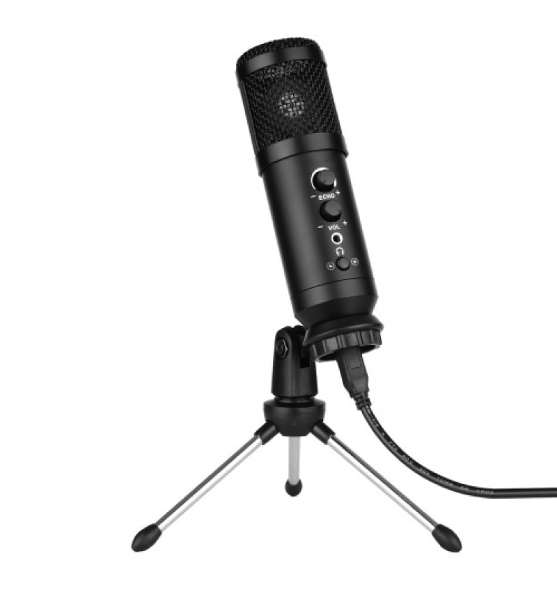 USB Computer Microphone with Mute/ Noise Reduction/ BT Connection Cardioid Condenser Mic Kit with Mini Desktop Metal Tripod Wind