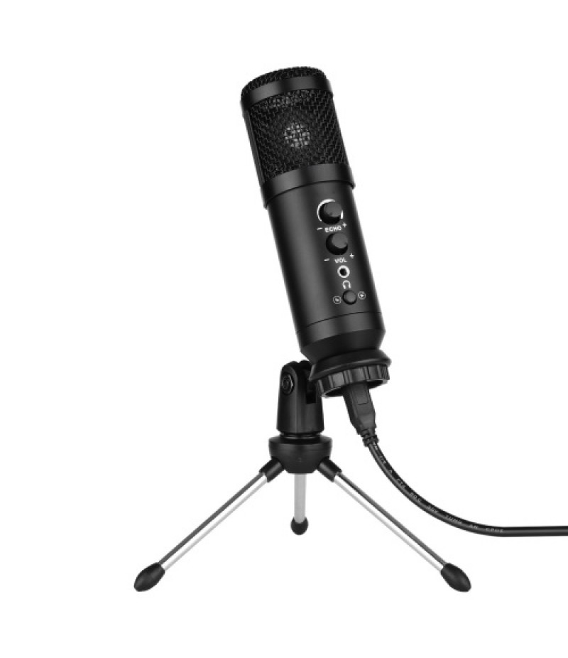 USB Computer Microphone with Mute/ Noise Reduction/ BT Connection Cardioid Condenser Mic Kit with Mini Desktop Metal Tripod Wind