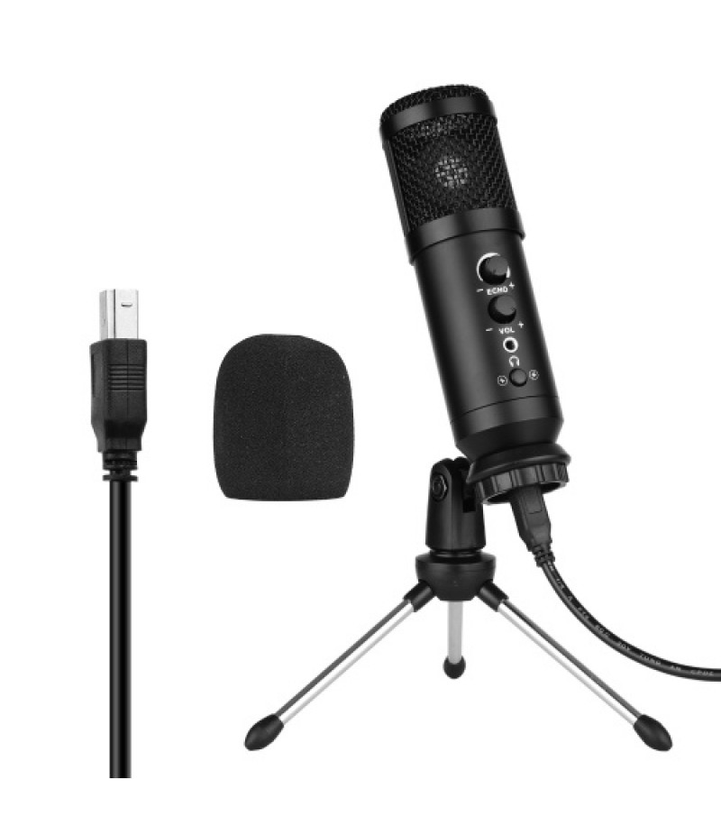 USB Computer Microphone with Mute/ Noise Reduction/ BT Connection Cardioid Condenser Mic Kit with Mini Desktop Metal Tripod Wind