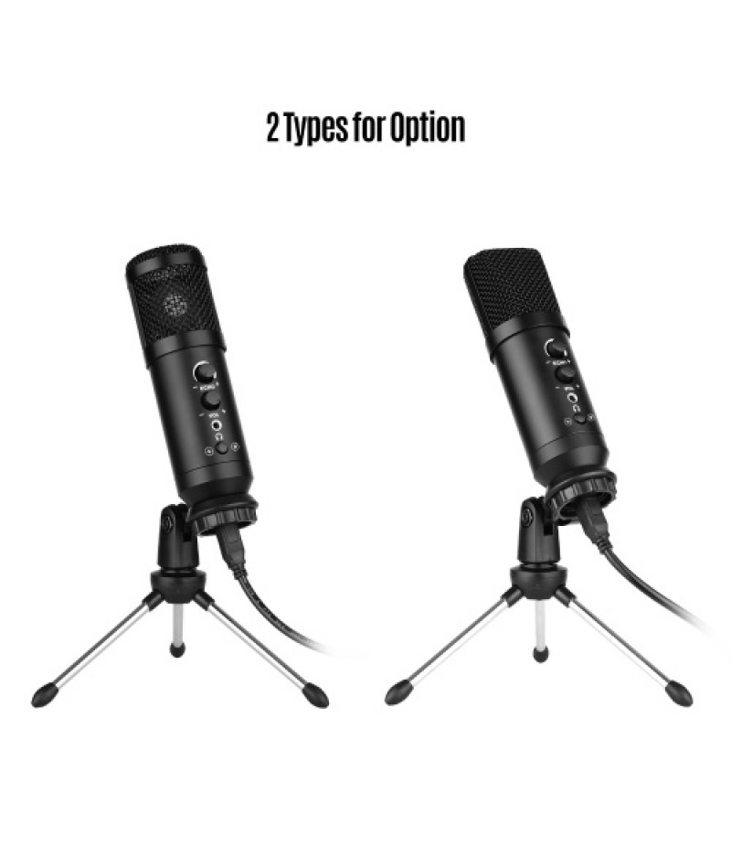 USB Computer Microphone with Mute/ Noise Reduction/ BT Connection Cardioid Condenser Mic Kit with Mini Desktop Metal Tripod Wind