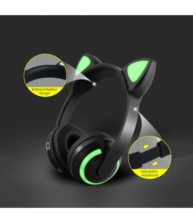 LED Cat Ear ZW-19 Headset RGB 7-Color Lights Noise Cancelling Headphones BT 4.2 Kids Earphone Supports 3.5mm Plug