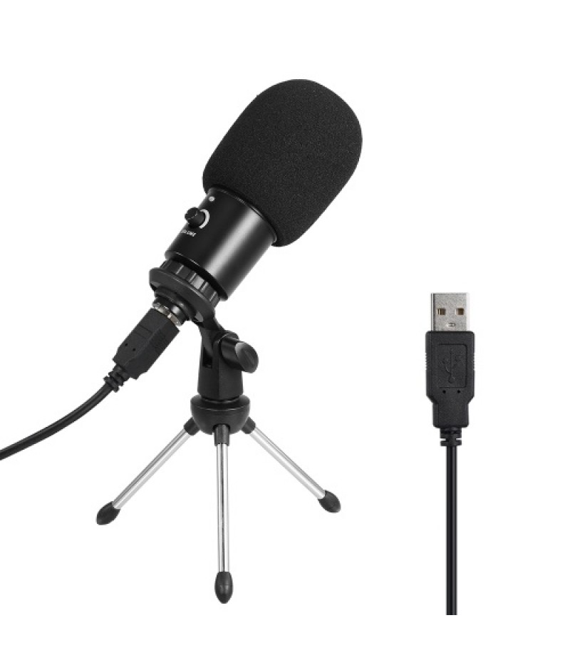 Professional Studio Microphone USB Metal Condenser Recording Microphone with Cardioid Studio Recording Mic for PC Laptop Black
