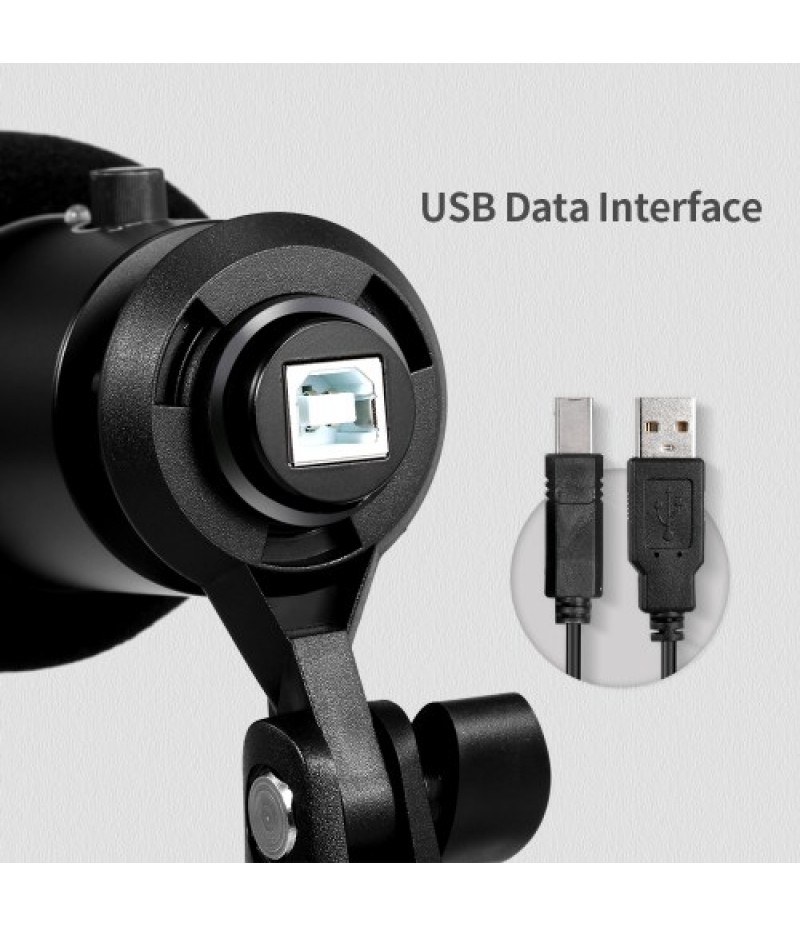 Professional Studio Microphone USB Metal Condenser Recording Microphone with Cardioid Studio Recording Mic for PC Laptop Black