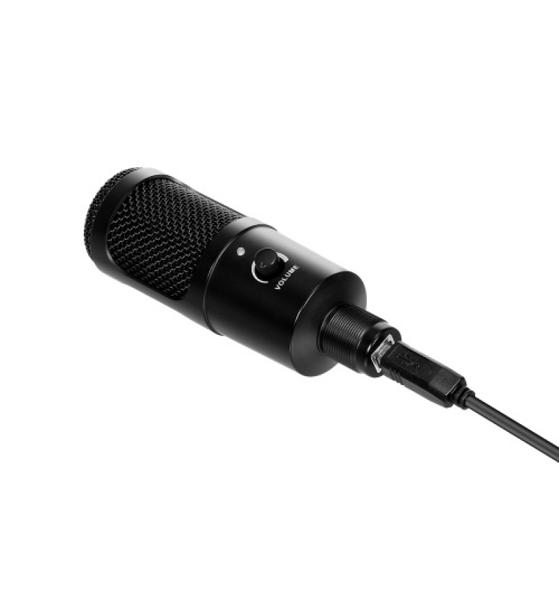 Professional Studio Microphone USB Metal Condenser Recording Microphone with Cardioid Studio Recording Mic for PC Laptop Black