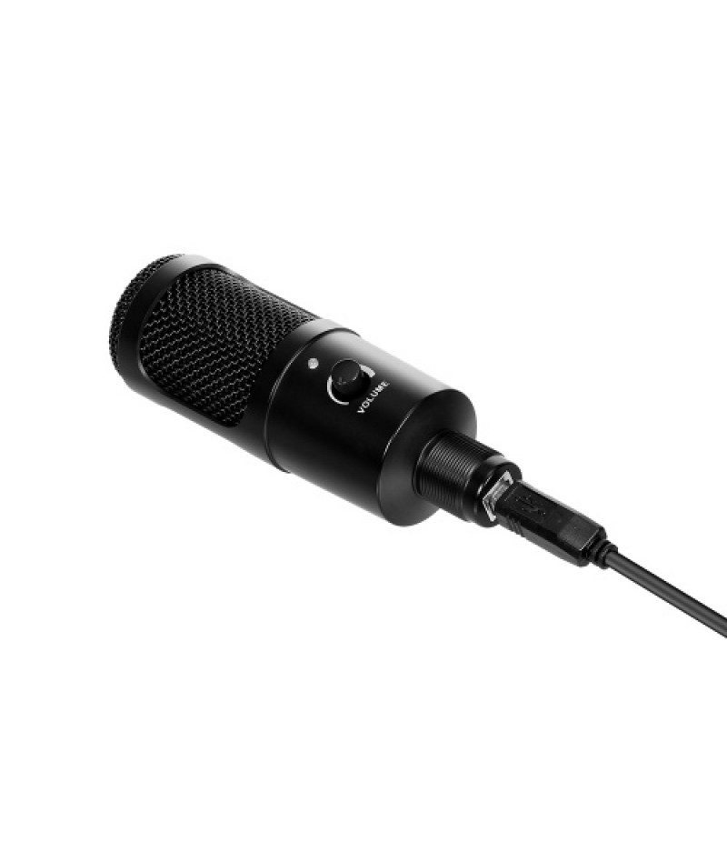 Professional Studio Microphone USB Metal Condenser Recording Microphone with Cardioid Studio Recording Mic for PC Laptop Black