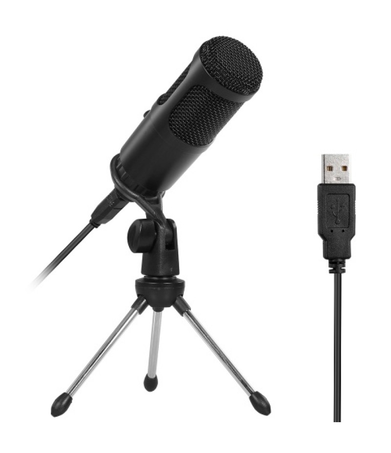 Professional Studio Microphone USB Metal Condenser Recording Microphone with Cardioid Studio Recording Mic for PC Laptop Black
