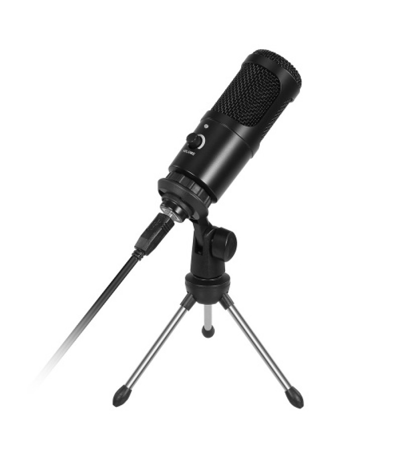 Professional Studio Microphone USB Metal Condenser Recording Microphone with Cardioid Studio Recording Mic for PC Laptop Black