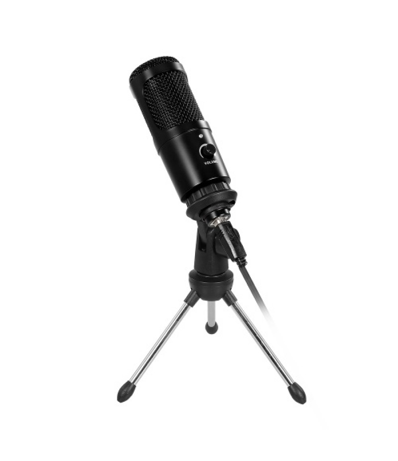 Professional Studio Microphone USB Metal Condenser Recording Microphone with Cardioid Studio Recording Mic for PC Laptop Black